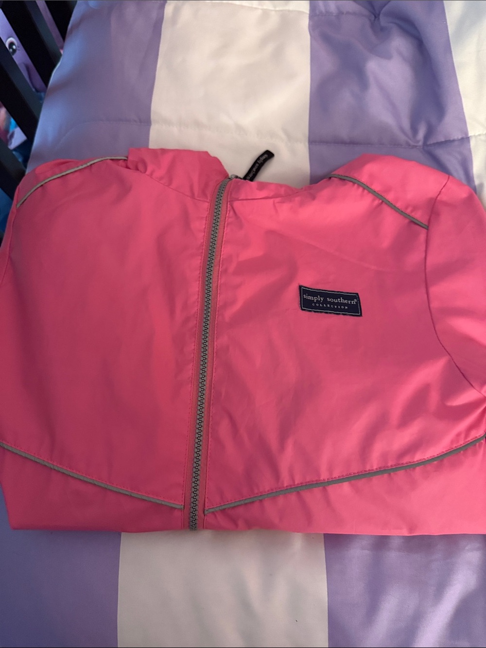 Simply Southern Kids Bright Pink Raincoat with Reflective Trim